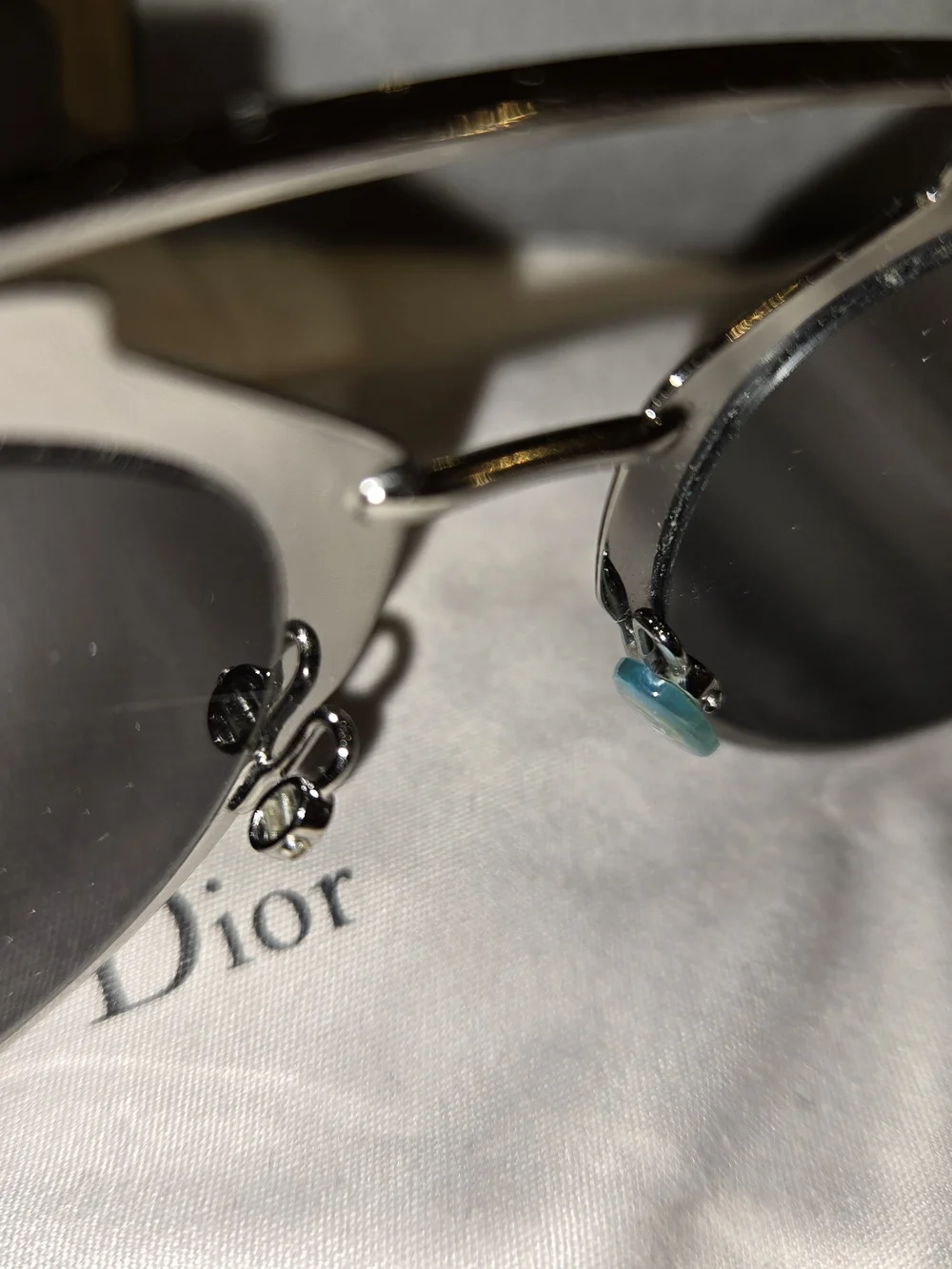 Dior Silver Metal Round Sunglasses with Dark Lenses